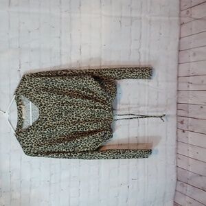Womans Liberty Love  Leopard Soft Warm Crop Top Tie‎ Front New  L